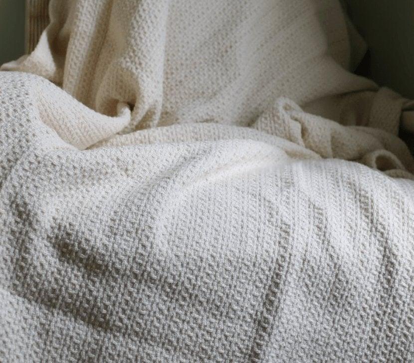 Waffle Weave Natural Cotton Blanket Waffle Weave Blanket Beige
