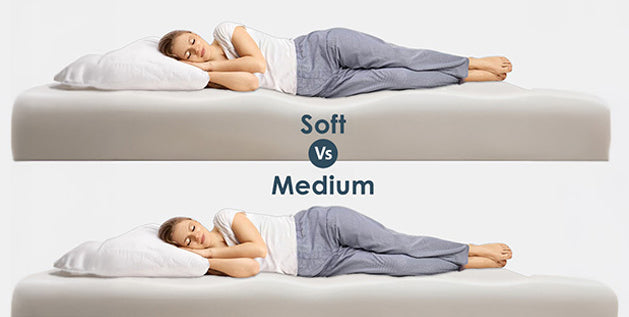 Woman sleeping in a side position, illustrating the difference between a soft and a medium mattress.