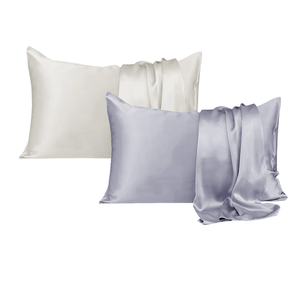 Silk Pillow Case Silver and Grey
