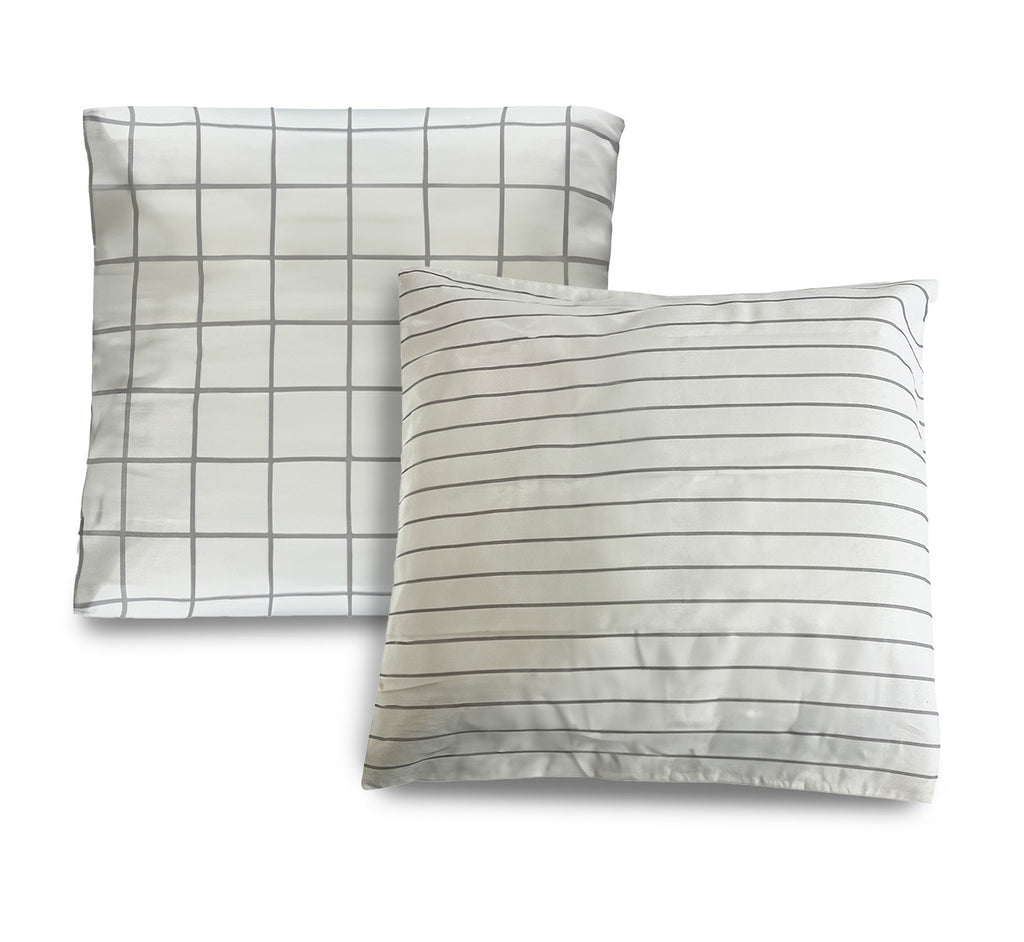 Organic Stripes and Checks Luxury Sateen Euro Pillowcase Set