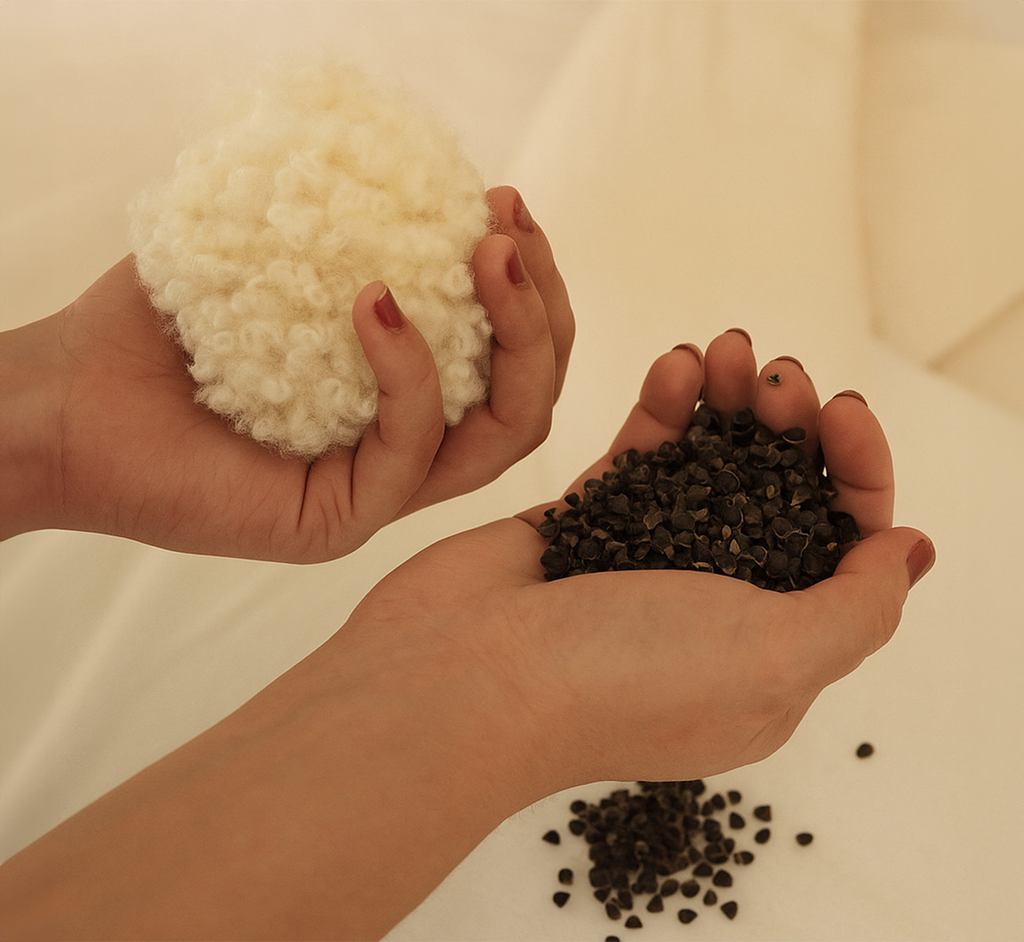 Hybrid Pillow : Natural Wool & Buckwheat