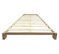 Wooden Bed Frame - Natural Wood Slatted Platform Bed Frame