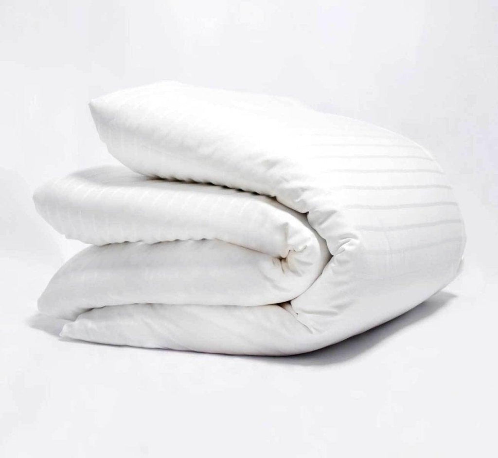 Organic Luxury Sateen Striped White Duvet Cover - Turmerry