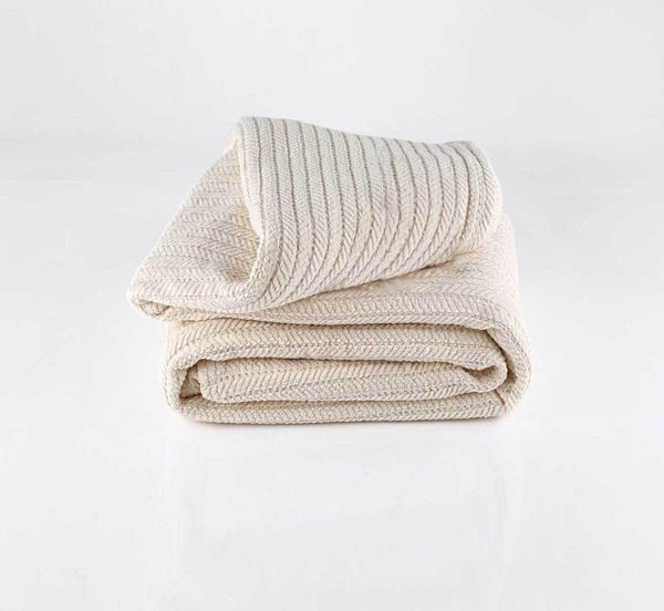 Organic Striped Chenille Herringbone Blanket and Throw Throw 46 x 62