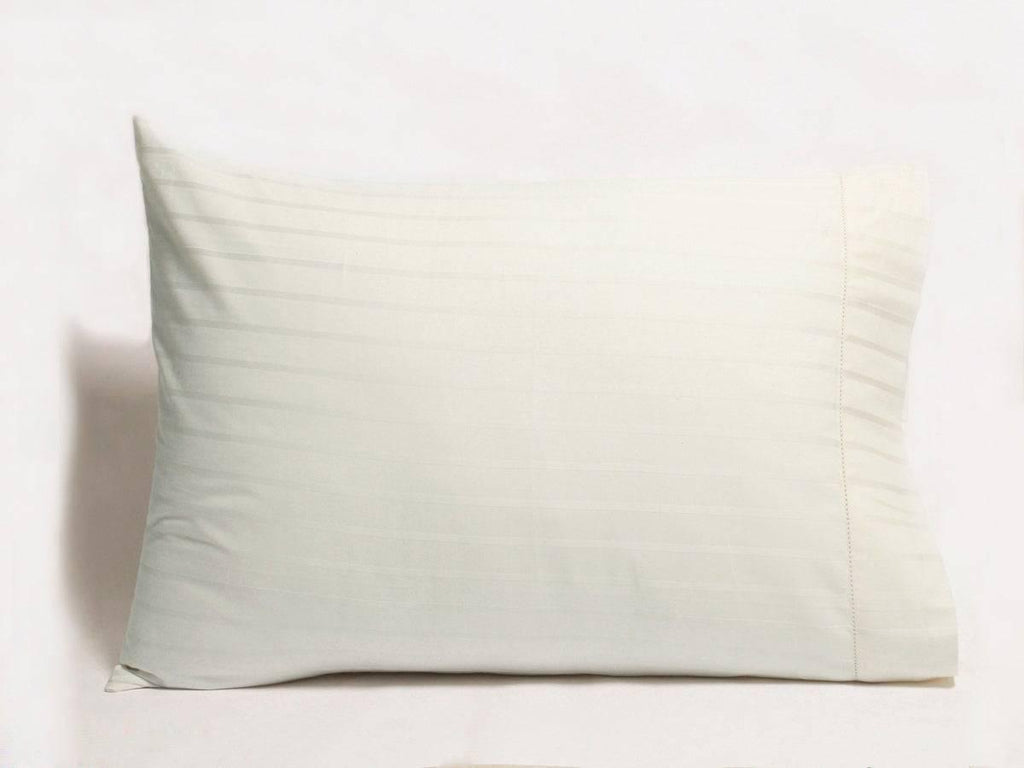 White Organic Striped Sateen Pillow Covers - Turmerry